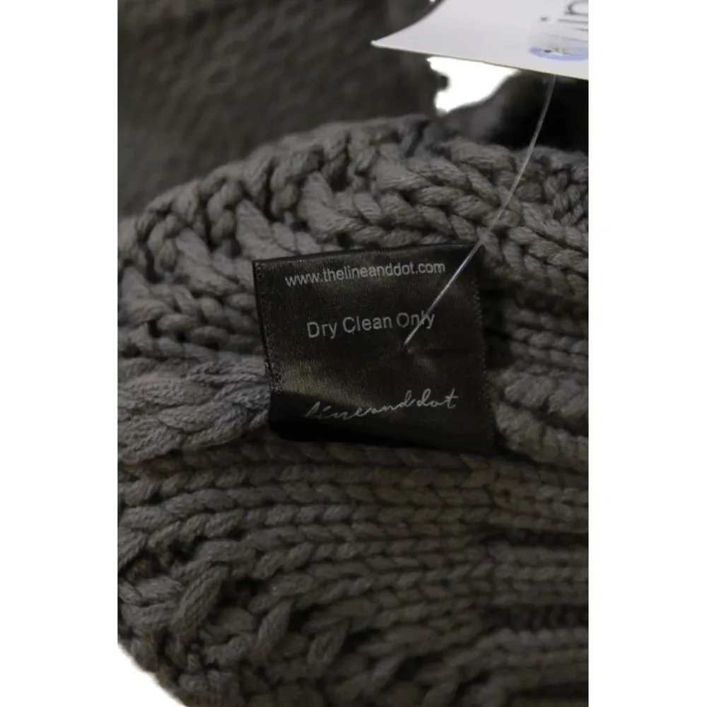 Line And Dot Womens Cable Knit Fringe Crew Neck Sweater Gray Size Extra Small